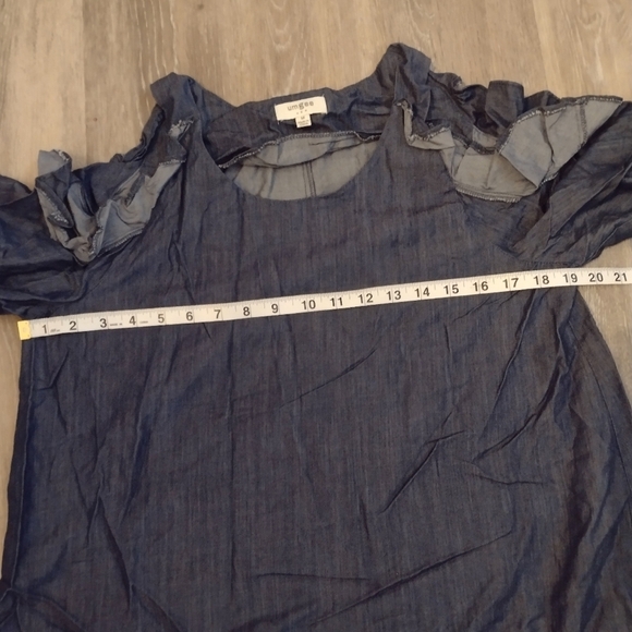 Umgee Open Shoulder Jean-Like Blouse - Picture 4 of 4